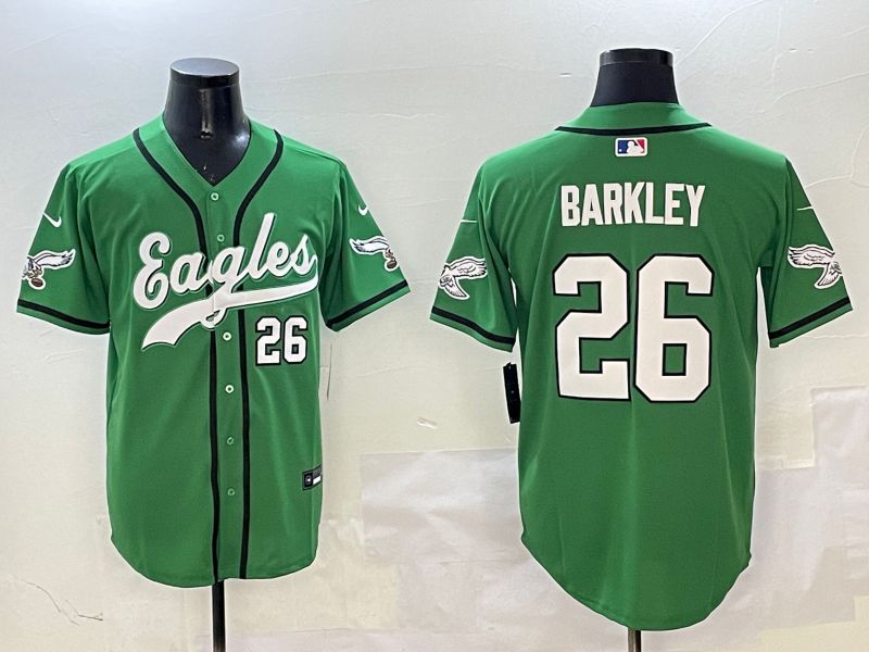 Men Philadelphia Eagles 26 Barkley Green three generations Jointly Name 2025 Nike Limited NFL Jersey style 1